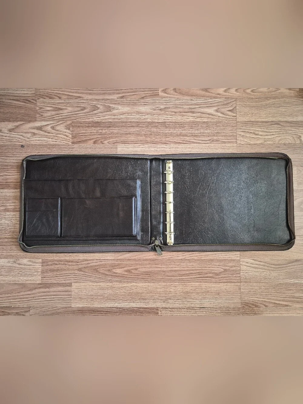 Dark Brown Zippered Ring Binder